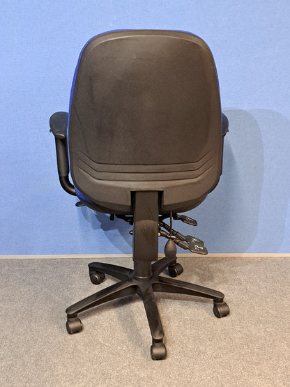 High Back Fully Loaded Operators Armchair, Blue Fabric (used)