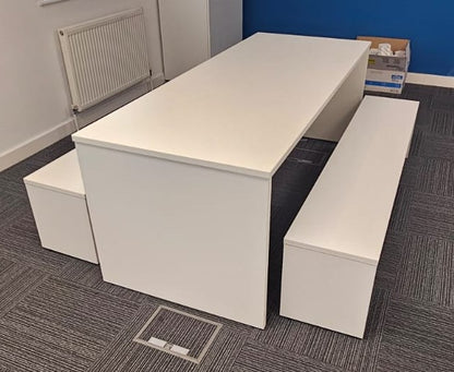1800x800mm Canteen Table with Bench Seating White (used)
