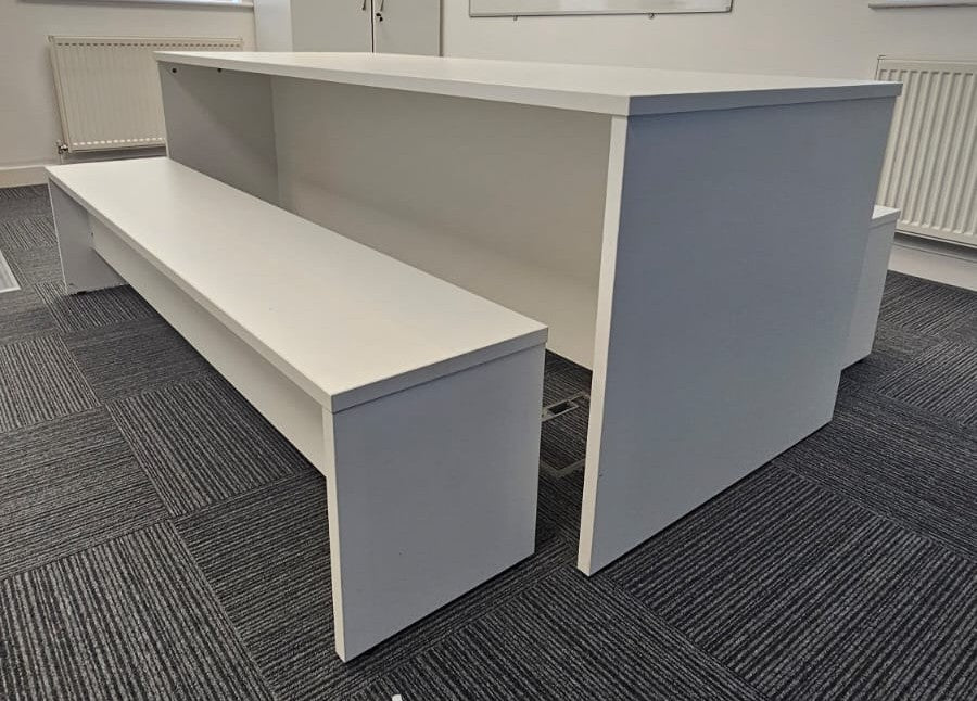 1800x800mm Canteen Table with Bench Seating White (used)