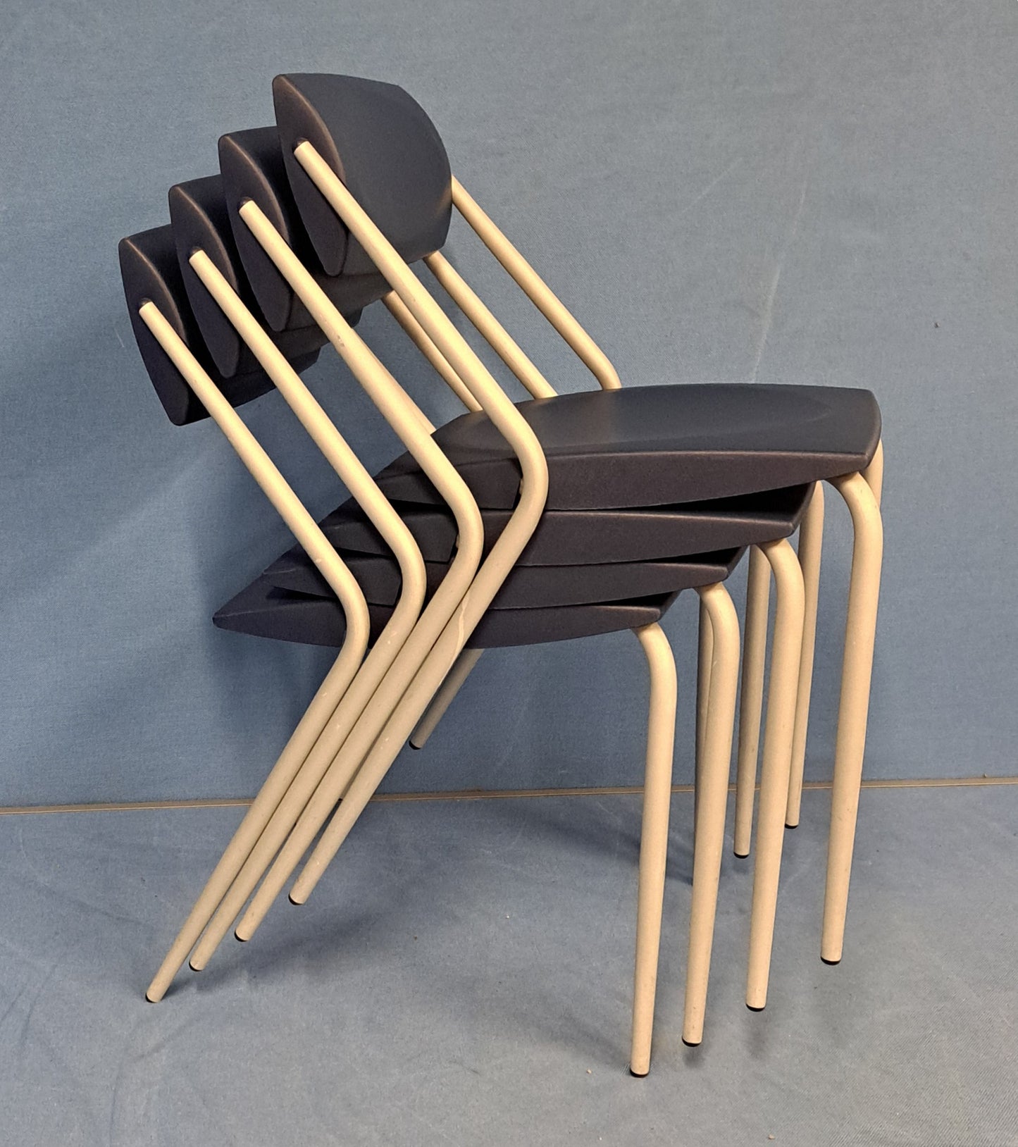 *SALE* Set of 4 Visitors Armchair on 4 Legged Frame Blue / Grey (used)