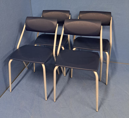 *SALE* Set of 4 Visitors Armchair on 4 Legged Frame Blue / Grey (used)