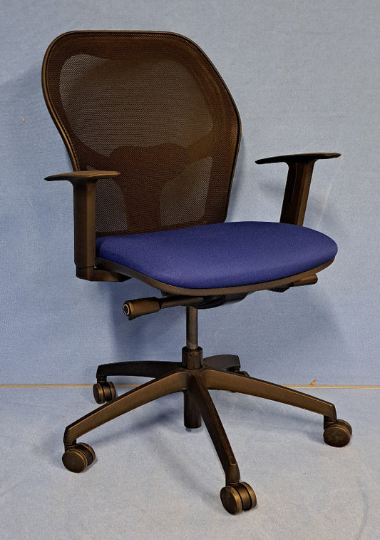 High Mesh Back Operators Armchair, Blue Fabric (used)