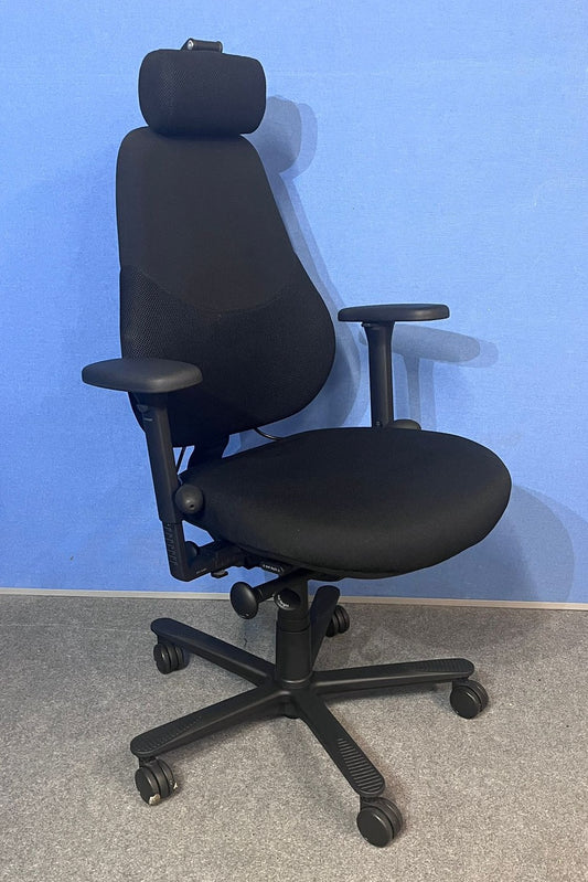 Orangebox Flo High Back Task Armchair with Headrest Black (used)