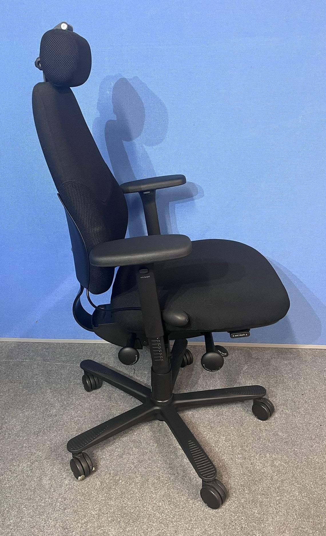 Orangebox Flo High Back Task Armchair with Headrest Black (used)