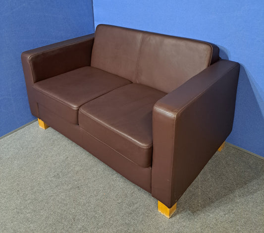 2 Seater Sofa Faux Leather Brown (used)