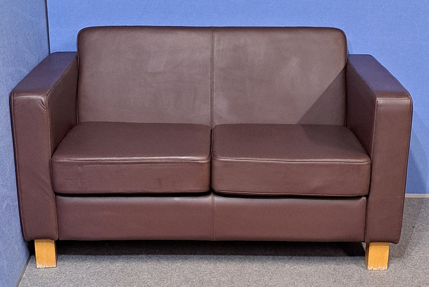 2 Seater Sofa Faux Leather Brown (used)