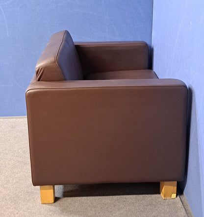 2 Seater Sofa Faux Leather Brown (used)