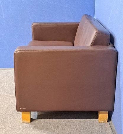 2 Seater Sofa Faux Leather Brown (used)