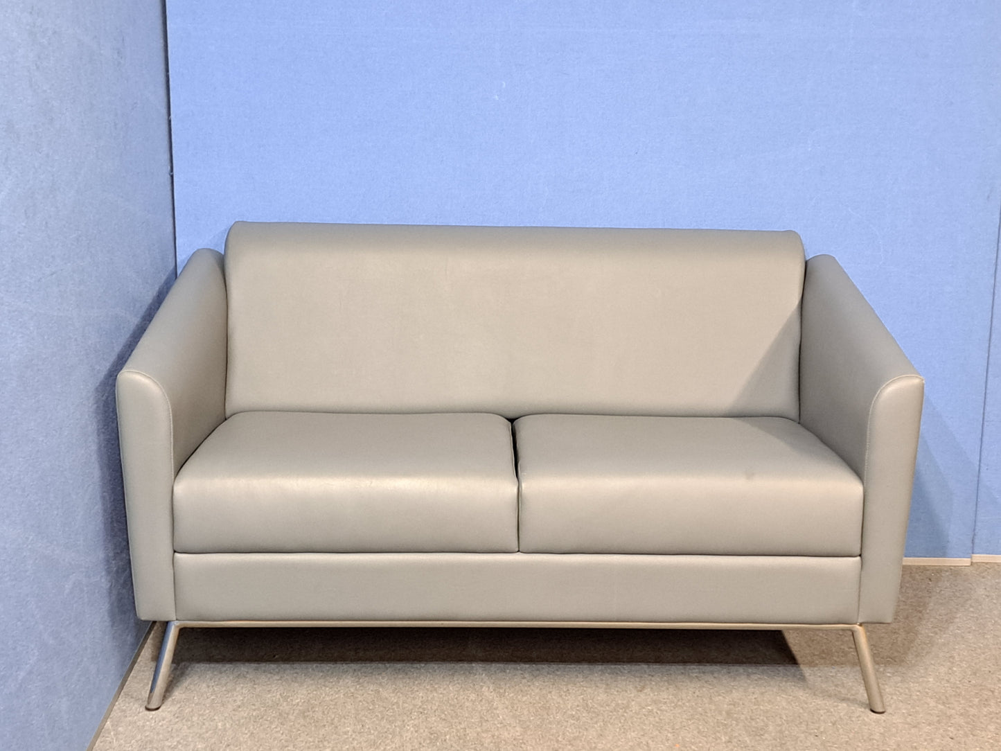 2 Seater Sofa Faux Leather Grey - Slight Tear on Arm (Used)