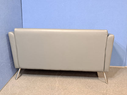 2 Seater Sofa Faux Leather Grey - Slight Tear on Arm (Used)