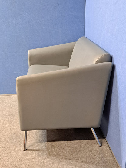 2 Seater Sofa Faux Leather Grey - Slight Tear on Arm (Used)