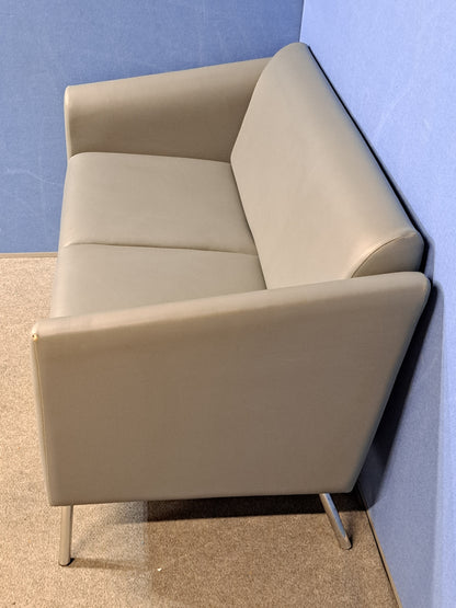 2 Seater Sofa Faux Leather Grey - Slight Tear on Arm (Used)