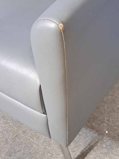 2 Seater Sofa Faux Leather Grey - Slight Tear on Arm (Used)