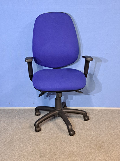 High Back Fully Loaded Operators Armchair - Blue (used)