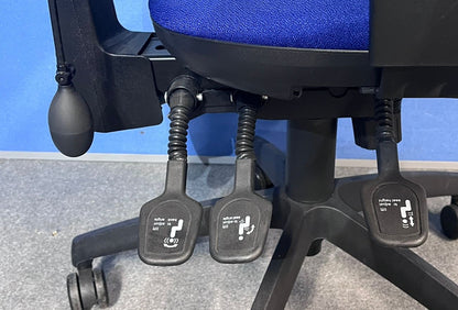 High Back Operators Armchair with Height Adjustable Arms in Blue (used)