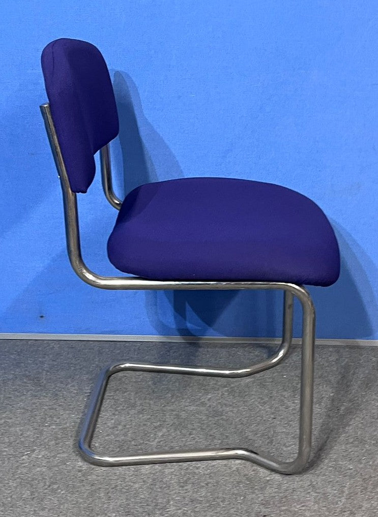 Set of 4 Visitor / Meeting Chairs on Silver Cantilever Frame - Mixed Colours (used)