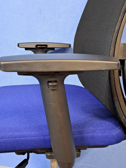 Triumph Mesh Back Operators Armchair with Height Adjustable Arms in Blue / Black (used)