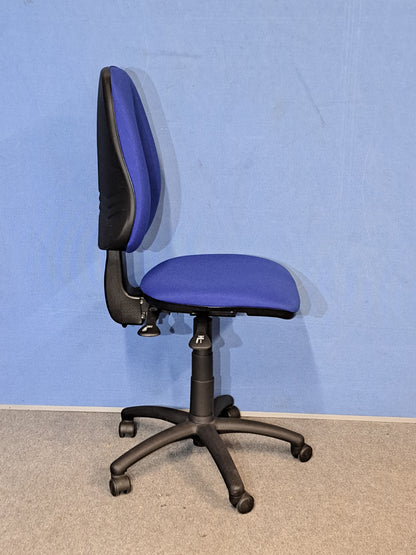 Medium Back Operators Chair, Blue Fabric (used)