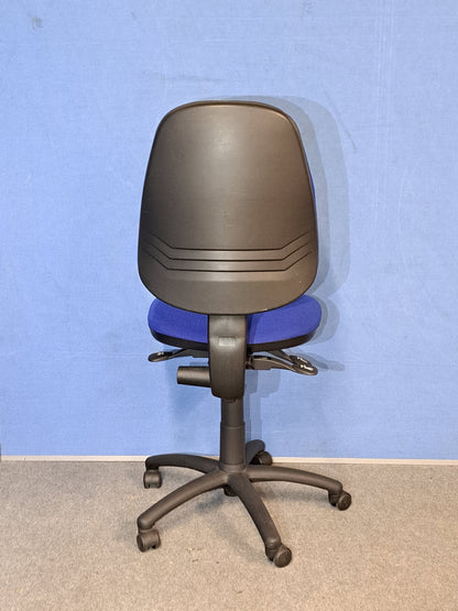 Medium Back Operators Chair, Blue Fabric (used)