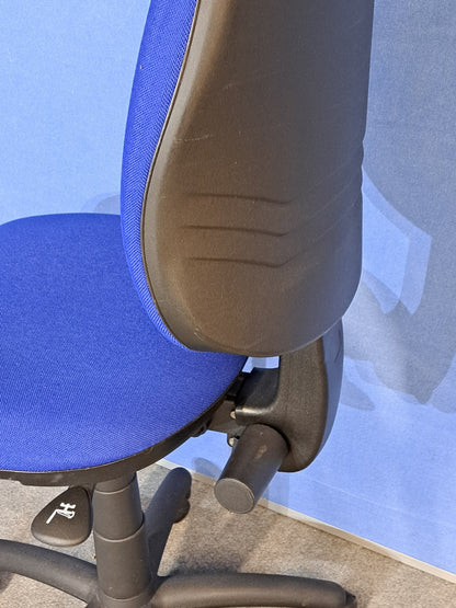 Medium Back Operators Chair, Blue Fabric (used)