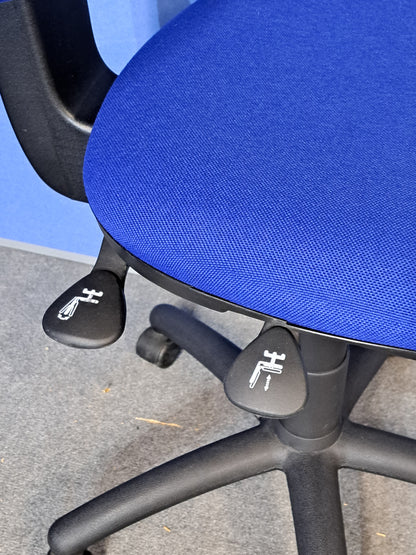 Medium Back Operators Chair, Blue Fabric (used)
