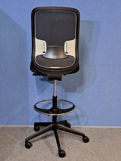Orangebox Do Mesh Back Draughtsman Chair, Black Polyester Seat (Used)
