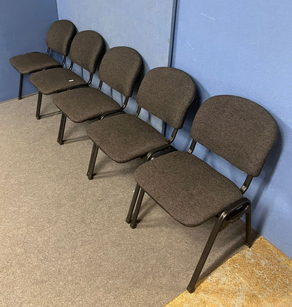 Set of 5 Stackable Visitor / Meeting Chair Grey on a Black Frame (used)