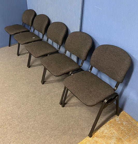 Set of 5 Stackable Visitor / Meeting Chair Grey on a Black Frame (used)