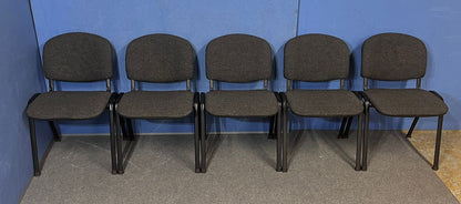 Set of 5 Stackable Visitor / Meeting Chair Grey on a Black Frame (used)