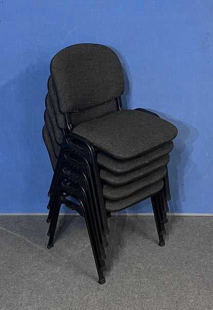 Set of 5 Stackable Visitor / Meeting Chair Grey on a Black Frame (used)