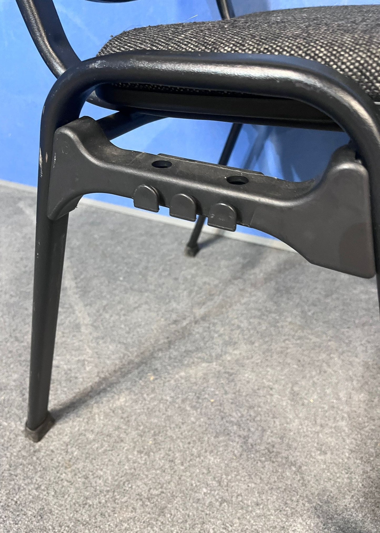 Set of 5 Stackable Visitor / Meeting Chair Grey on a Black Frame (used)