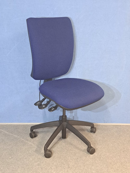 High Back Operators Chair, Blue (used)