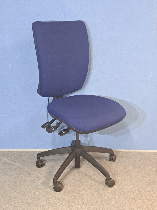 High Back Operators Chair, Blue (used)