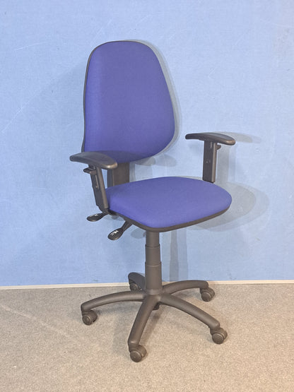 Medium Back Operators Armchair, Blue Fabric (used)