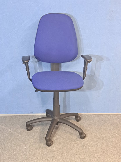 Medium Back Operators Armchair, Blue Fabric (used)