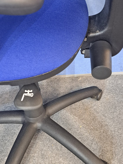 Medium Back Operators Armchair, Blue Fabric (used)