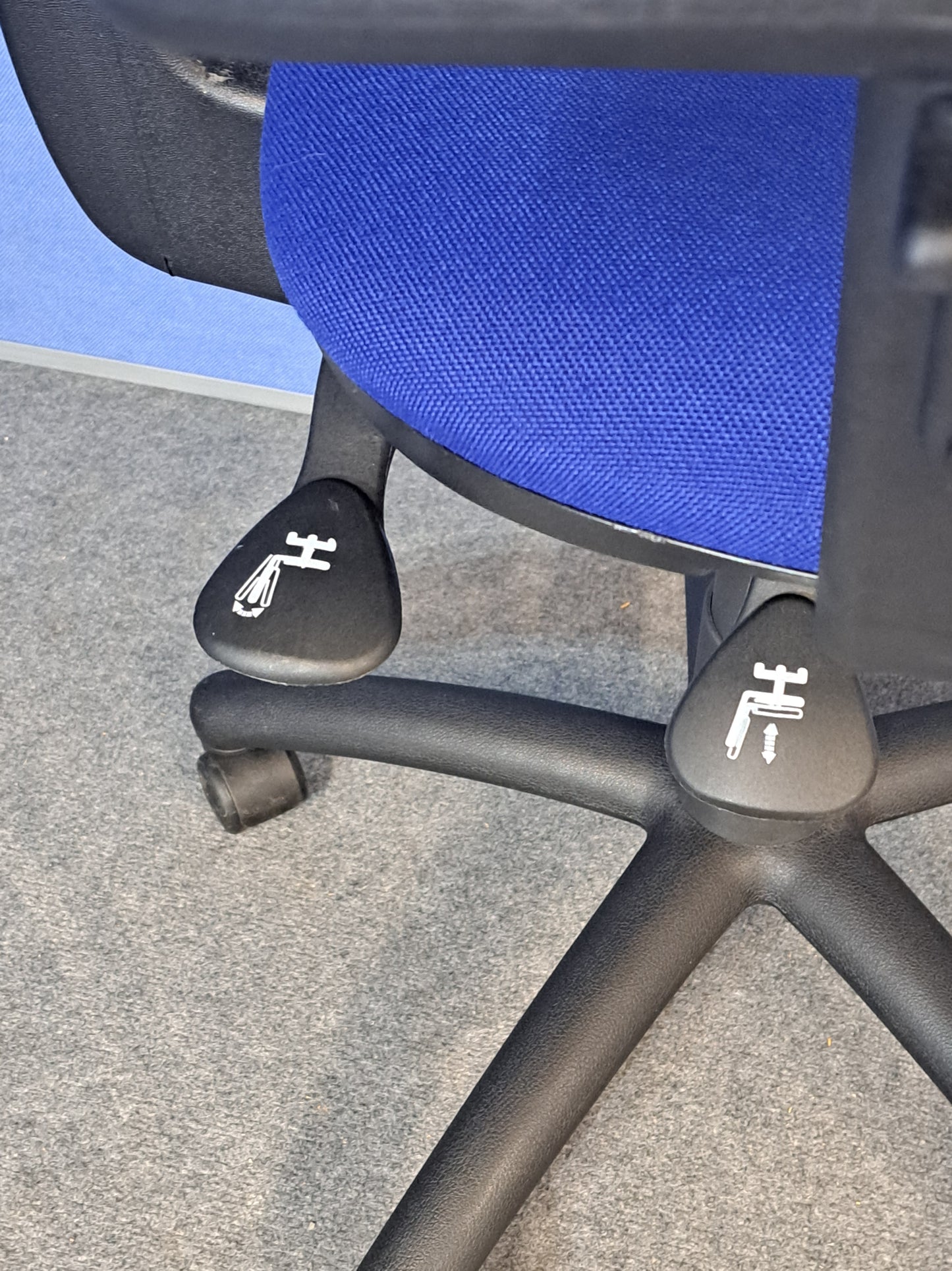 Medium Back Operators Armchair, Blue Fabric (used)