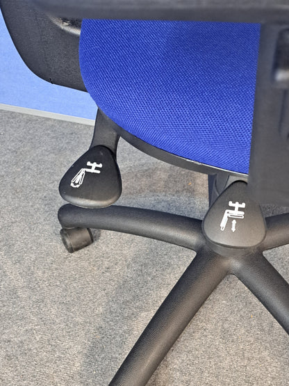 Medium Back Operators Armchair, Blue Fabric (used)