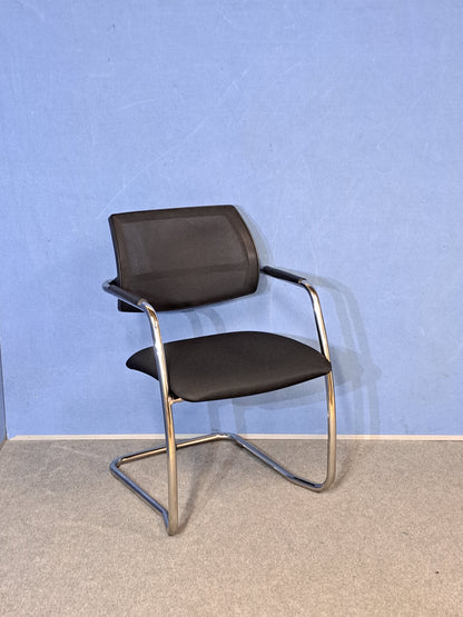 Set of 3 Visitor/Meeting Chairs on Cantilever Frame Black (Used)