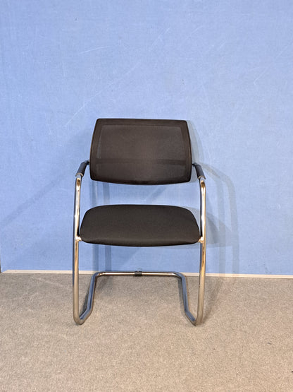Set of 3 Visitor/Meeting Chairs on Cantilever Frame Black (Used)