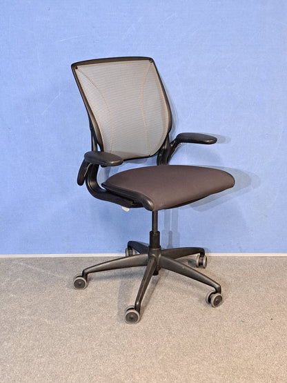 Used Humanscale Diffrient World Mesh Back Operators Armchair with Grey Padded Seat