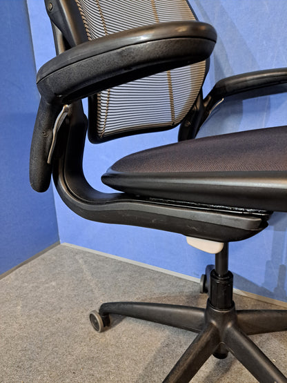 Used Humanscale Diffrient World Mesh Back Operators Armchair with Grey Padded Seat
