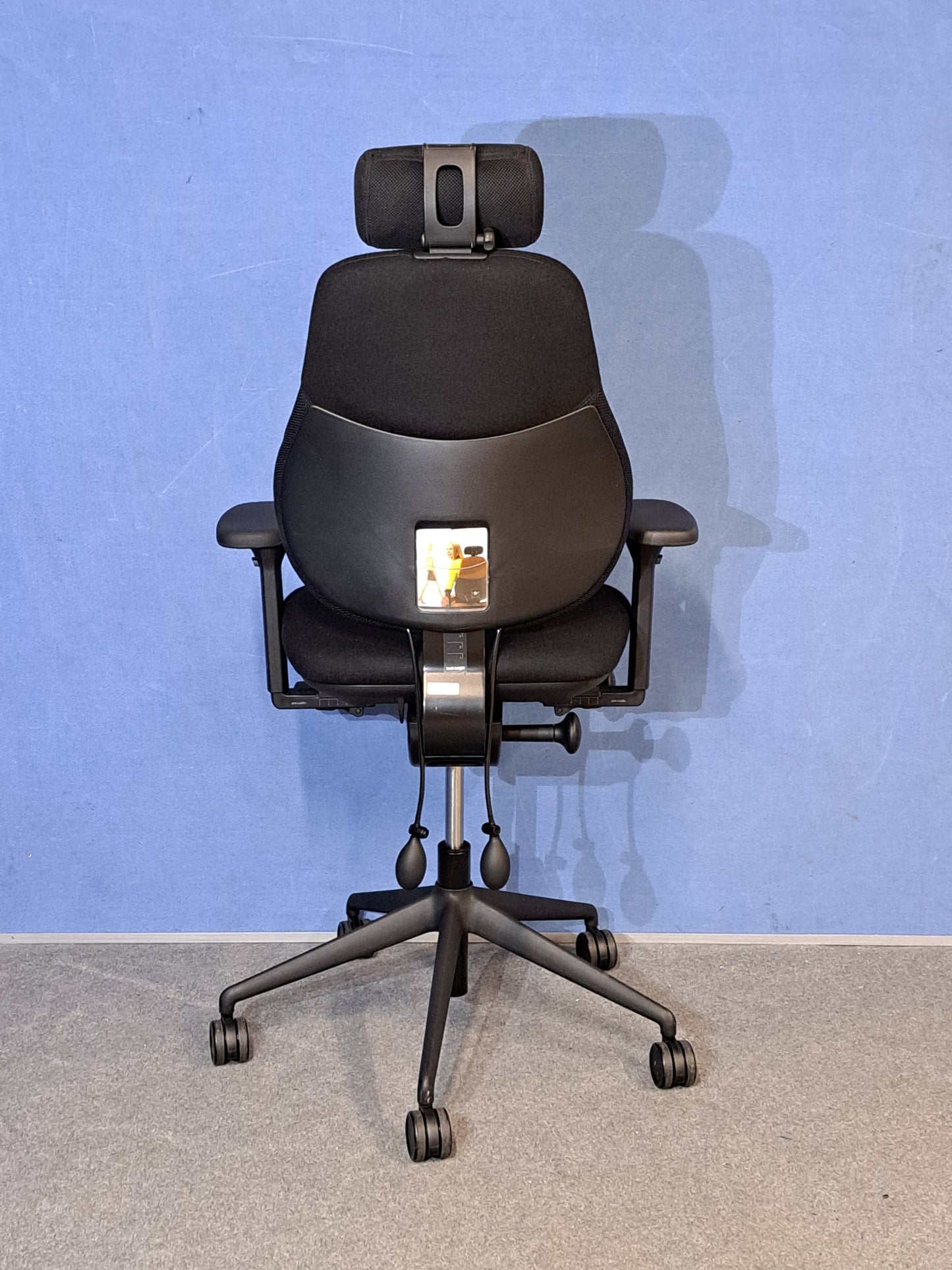 Orangebox Flo Mid Back Task Armchair with Headrest & Black Wool Fabric (Used)