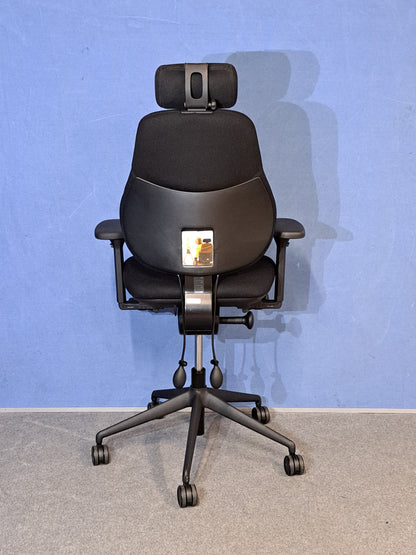 Orangebox Flo Mid Back Task Armchair with Headrest & Black Wool Fabric (Used)