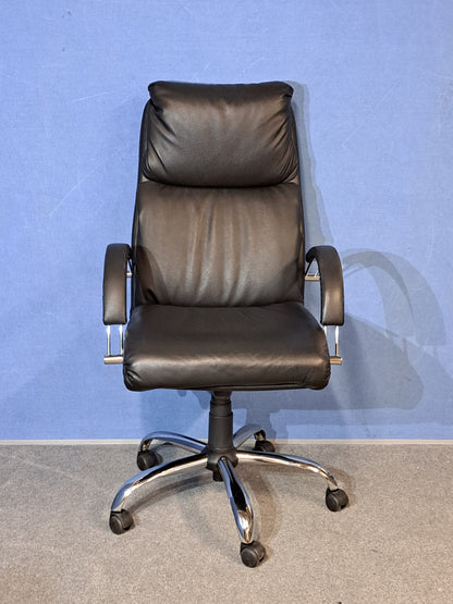 Used High Back Executive Faux Leather Office Armchair in Black