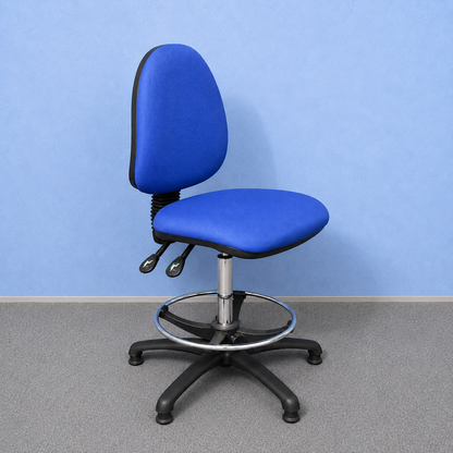 Blue High Back Draughtsman Chair (Used)