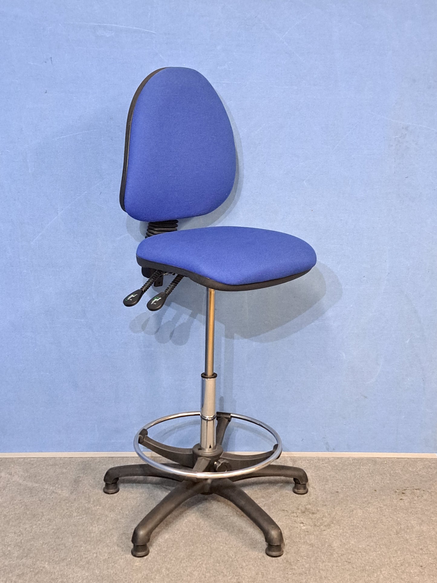 Blue High Back Draughtsman Chair (Used)