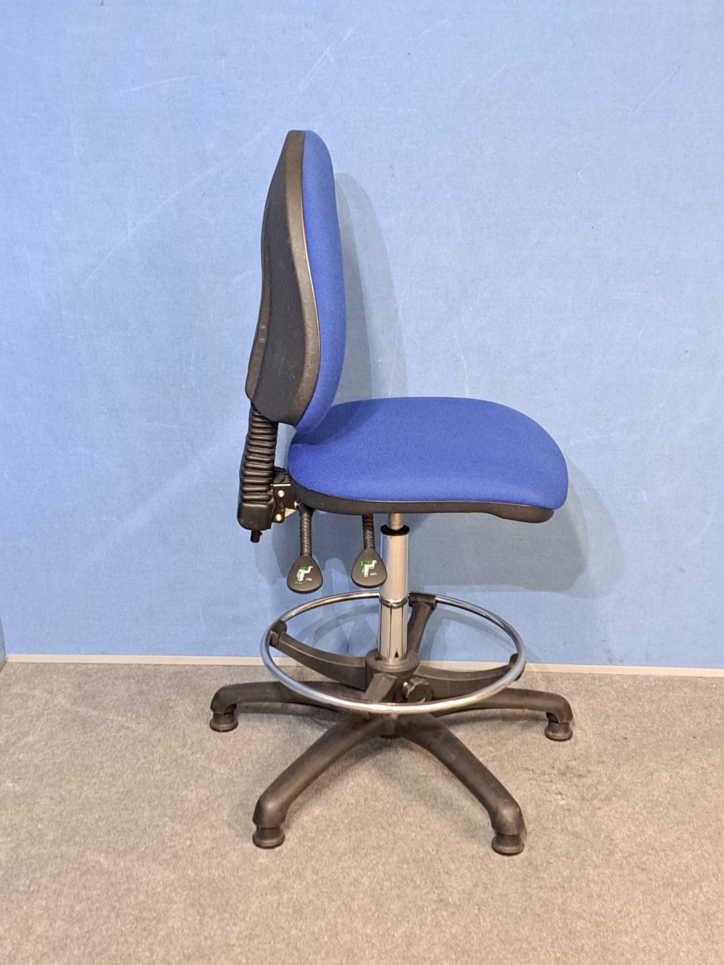 Blue High Back Draughtsman Chair (Used)