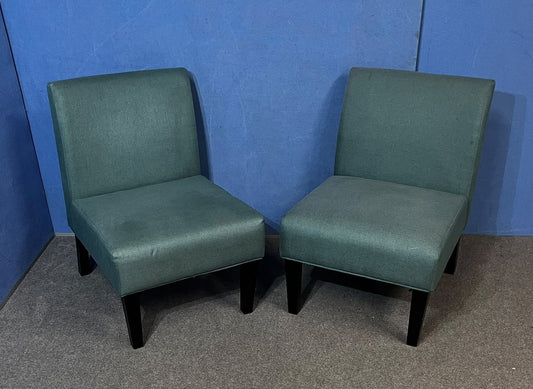 Pair of Green Upholstered Reception / Breakout Chairs – Black Legs (Used)
