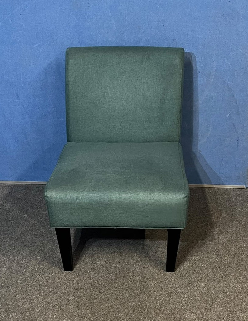 Pair of Green Upholstered Reception / Breakout Chairs – Black Legs (Used)